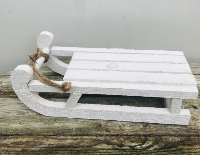 Sanie decorativă albă din lemn