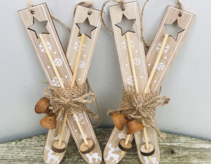 Schiuri decorative din lemn maro 21cm 2pcs