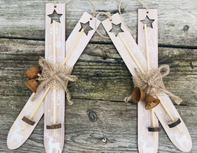 Schiuri decorative din lemn maro 21cm 2pcs