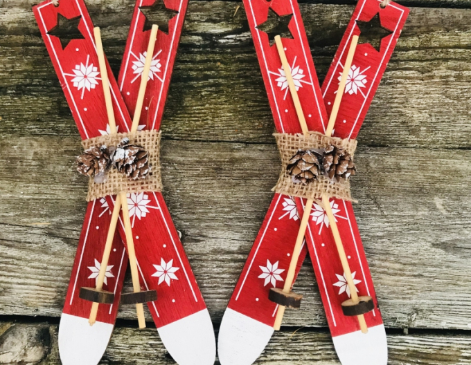 Schiuri decorative din lemn roșu 21cm 2pcs