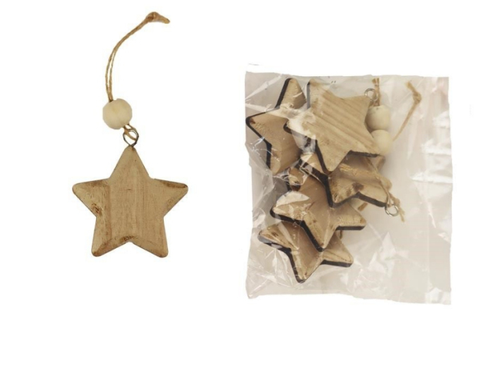 Stea decorativă din lemn pentru agățat set 5pcs