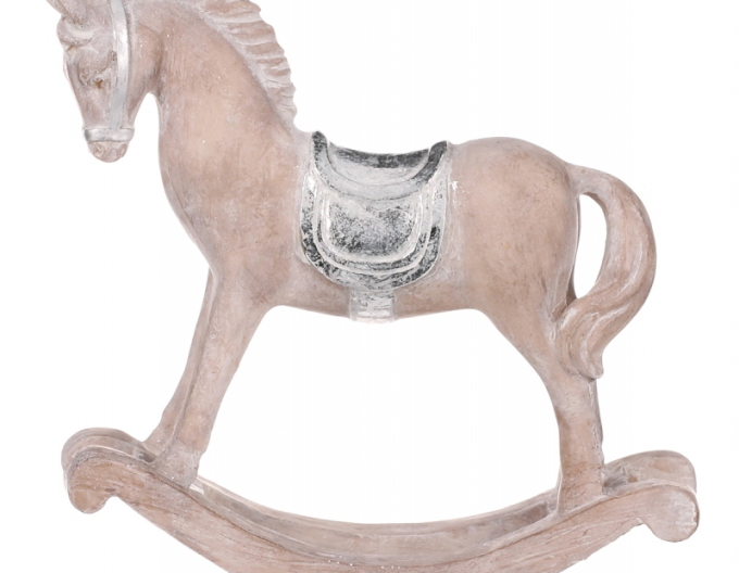 Cal balansoar decorativ cu șa de argint