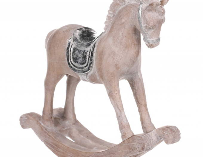 Cal balansoar decorativ cu șa de argint