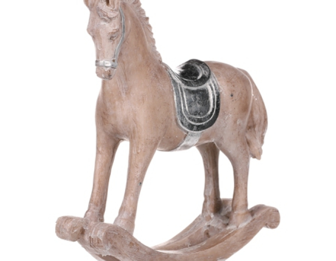 Cal balansoar decorativ cu șa de argint