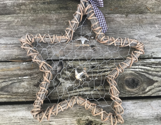 Steaua de răchită cu sârmă mare maro 23cm