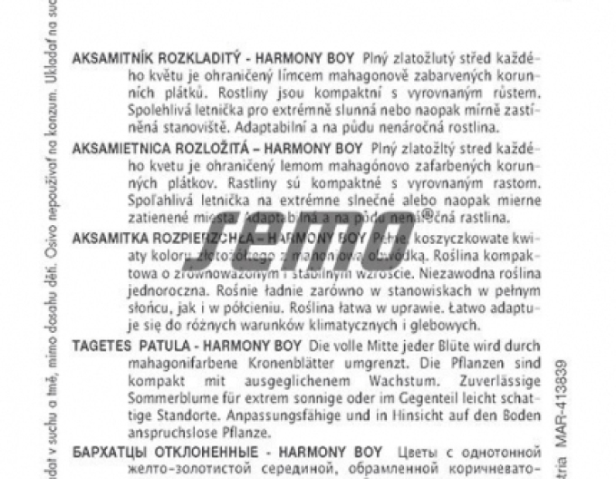 Semo Semințe de Tagetes  Harmony Boy