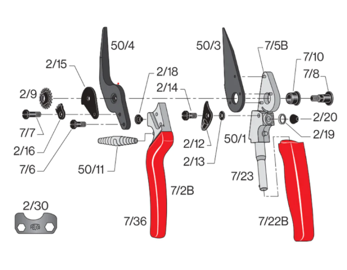 FELCO 50 Foarfece  cu mâner pivotant