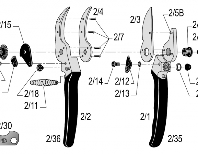 Felco 2/10 Carcasă cu bolț central