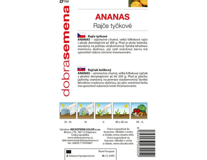 Semințe de tomate cu tulpină galbenă ´Ananas´