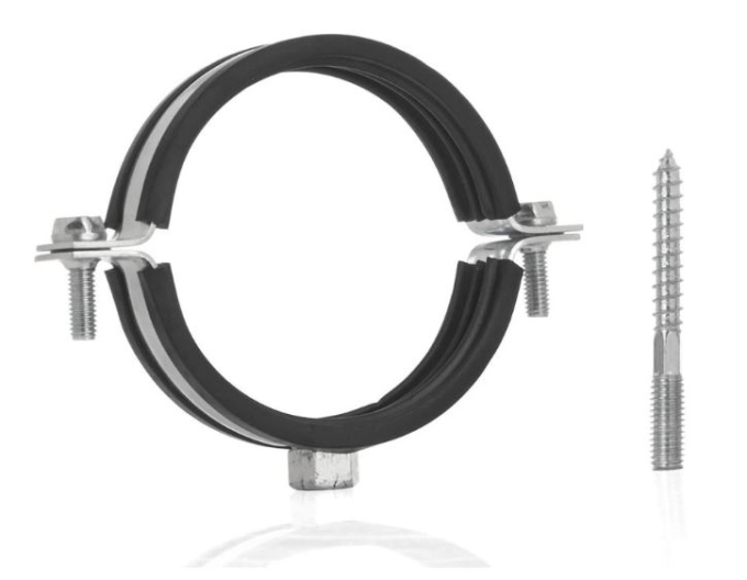 Colier cu căptușeală de cauciuc 48 - 53 mm șurub dublu M8/10