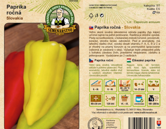 Semenárstvo Paprika anual ´Slovacia´