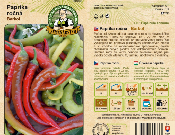 Semenárstvo Paprika anual ´Barkol´