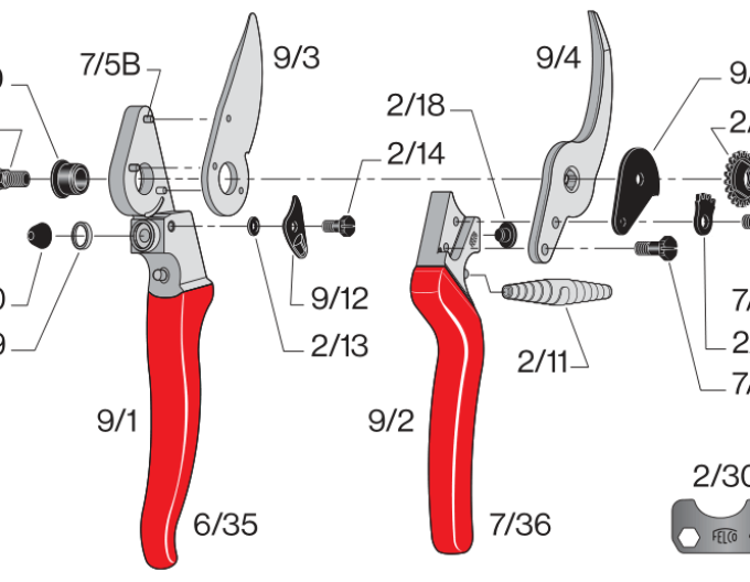 FELCO 9 Foarfece de grădină pentru stângaci