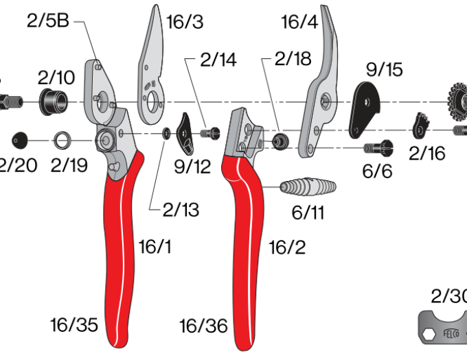 FELCO 16 Foarfece de grădină pentru stângaci