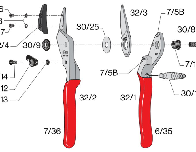 FELCO 32 Foarfece cu contra lamă cu nicovală