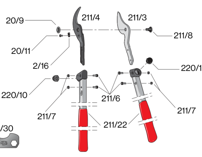 FELCO 211 - 40 Foarfece de crengi cu două mânere